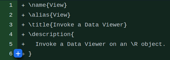 The rd documentation file for `View()`. Notably, the Description field capitalizes the phrase Data Viewer.